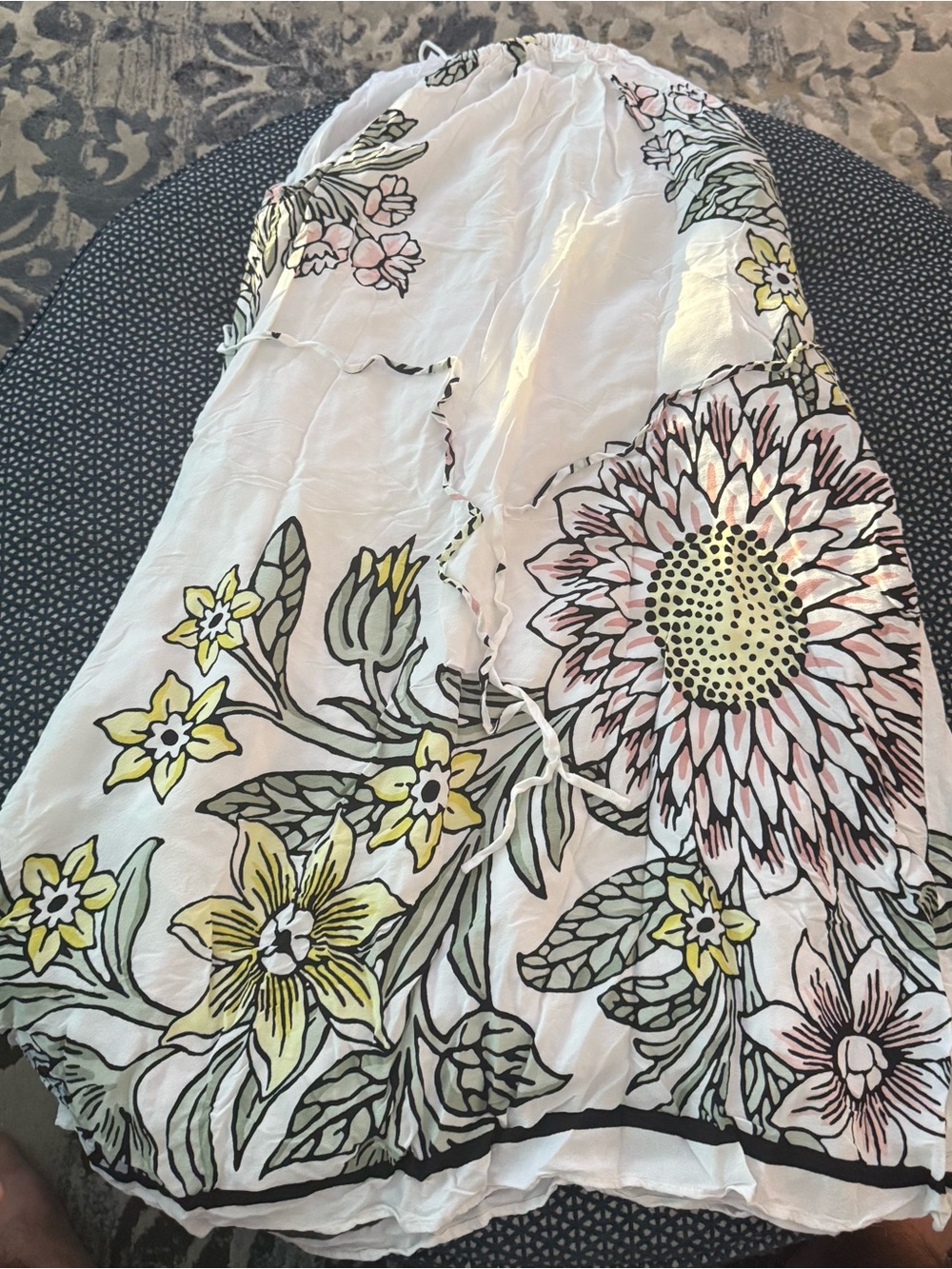 LOFT White Floral Maxi Skirt with Yellow and Pink Accents